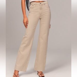 Abercrombie & Fitch Women's Tan Straight Leg Jeans